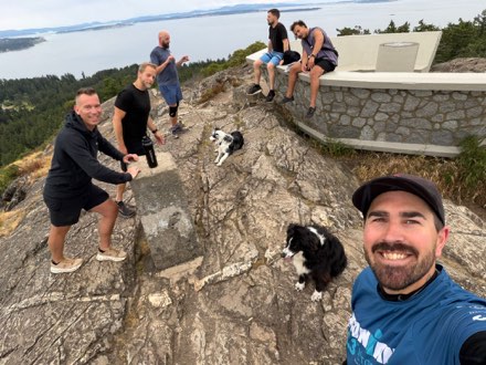 Summit stop, ocean in the background
